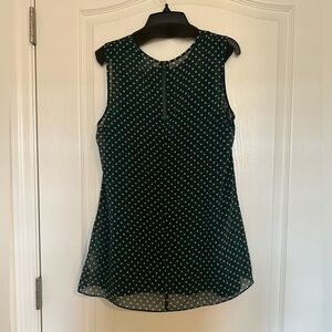 CABI small green and pink poke a dot blouse